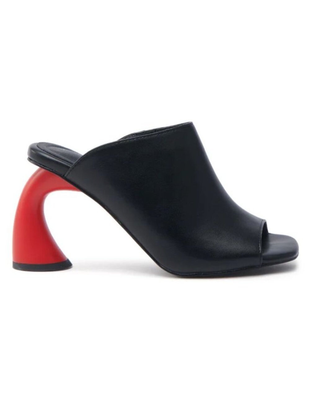 AZALEA WANG Sidle Slip On Mule Sandals Size 6 Black Red Curved Chunky Heels NEW